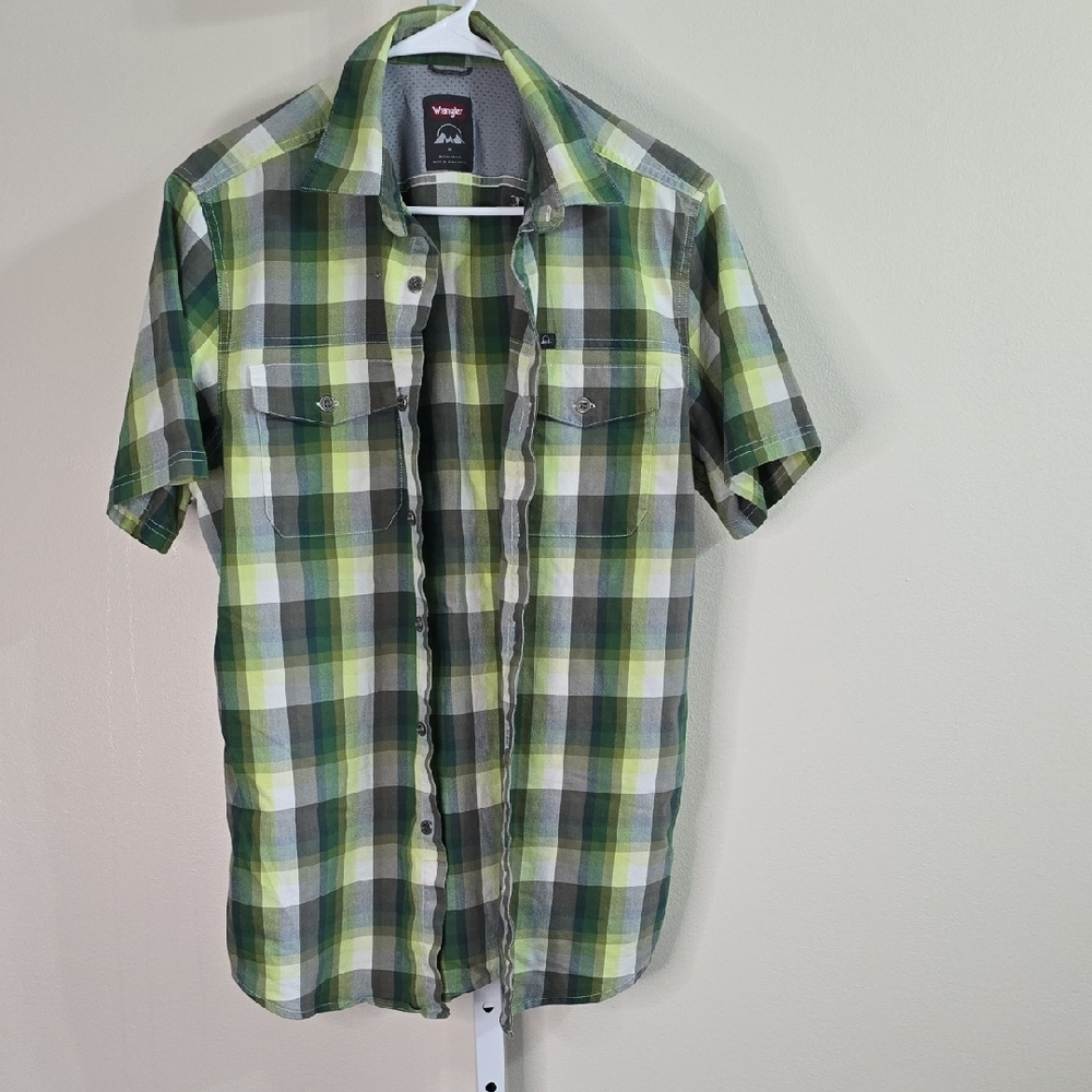 Wrangler Green Plaid Men's Shirt Sz M
